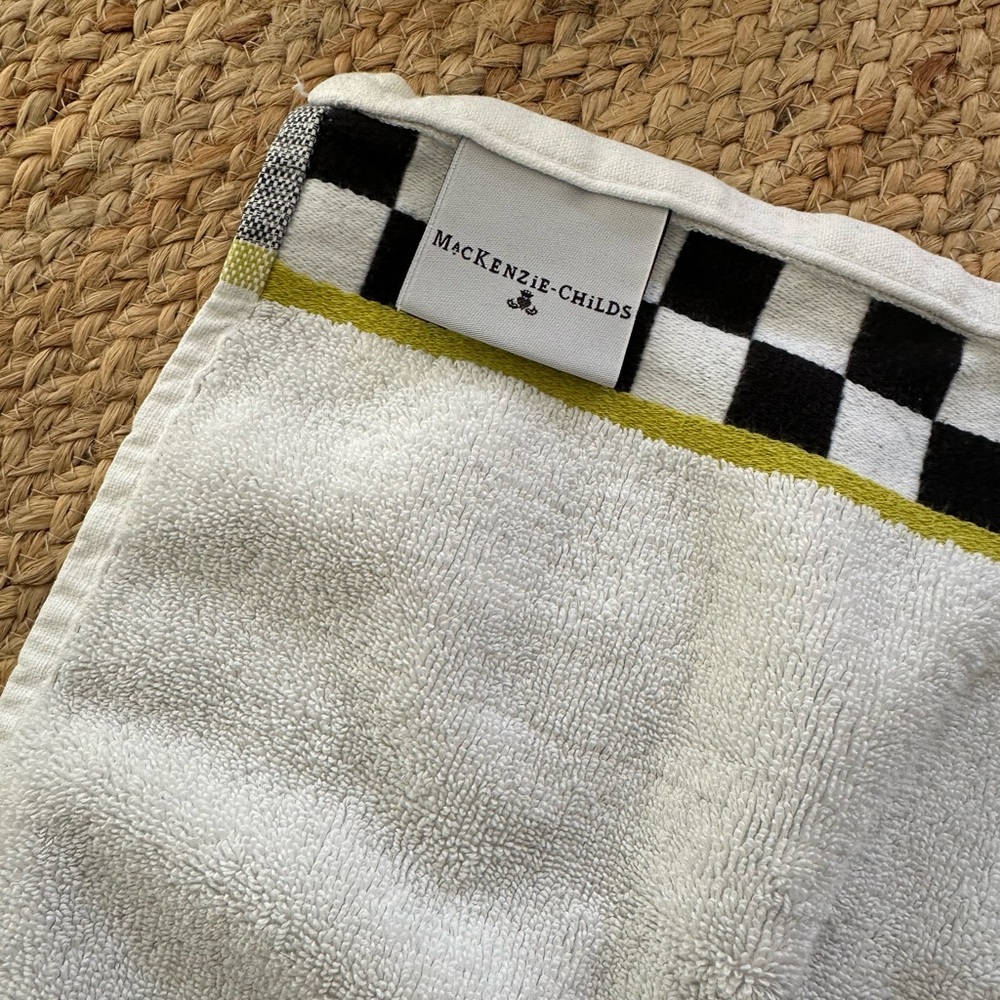 MacKenzie-Childs Black and White Checkered Towel with Yellow Accent - Picture 2 of 8